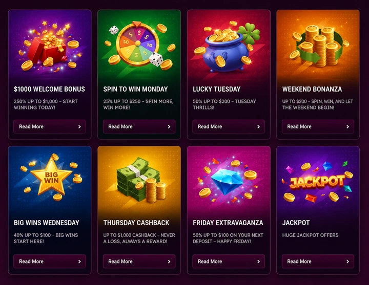 LetsJackpot rewards and promotions dashboard screenshot