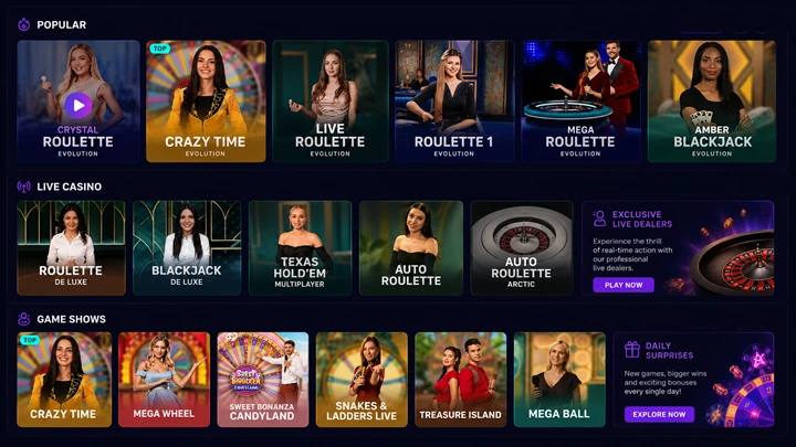 Lucky7 live roulette casino tables