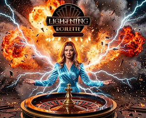 Lightning Roulette promotional image with live dealer studio effects and high-energy roulette presentation.